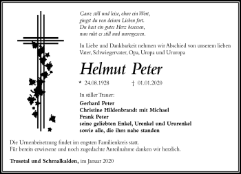 Traueranzeige von Helmut Peter von Südthüringer Presse