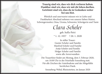 Traueranzeige von Clara Scheler von Südthüringer Presse