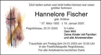 Traueranzeige von Hannelore Fischer von Frankenpost