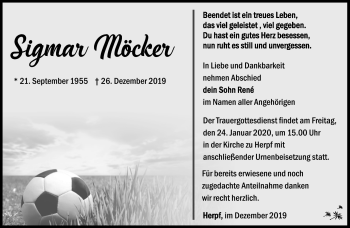 Traueranzeige von Sigmar Möcker von Südthüringer Presse