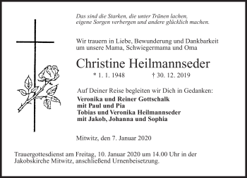 Traueranzeige von Christine Maria Heilmannseder von Neue Presse Coburg