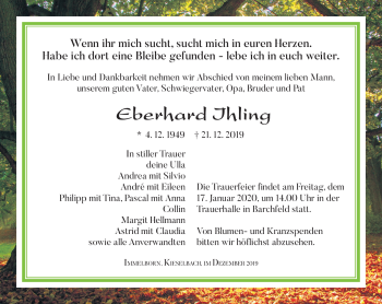 Traueranzeige von Eberhard Ihling von Südthüringer Presse