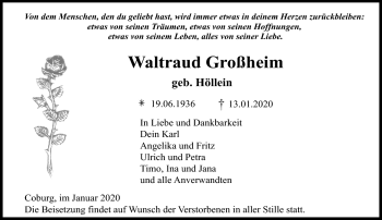 Traueranzeige von Waltraud Großheim von Neue Presse Coburg