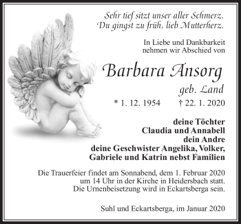 Traueranzeige von Barbara Ansorg von Südthüringer Presse