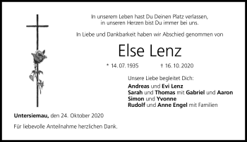 Traueranzeige von Else Lenz von Neue Presse Coburg