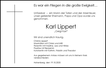 Traueranzeige von Karl Lippert von Frankenpost