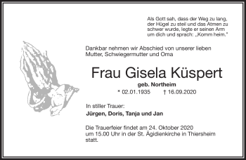 Traueranzeige von Gisela Küspert von Frankenpost