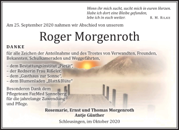 Traueranzeige von Roger Morgenroth von Südthüringer Presse