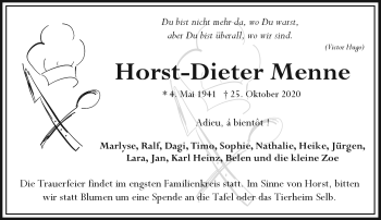 Traueranzeige von Horst-Dieter Menne von Frankenpost