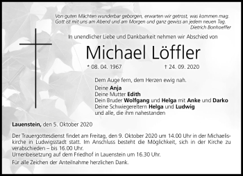 Traueranzeige von Michael Löffler von Neue Presse Coburg