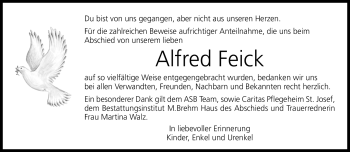 Traueranzeige von Alfred Feick von Neue Presse Coburg
