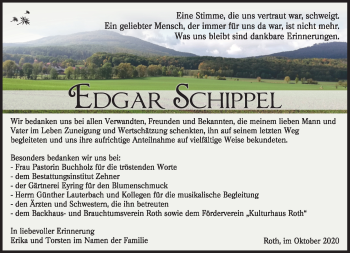 Traueranzeige von Edgar Schippel von Südthüringer Presse