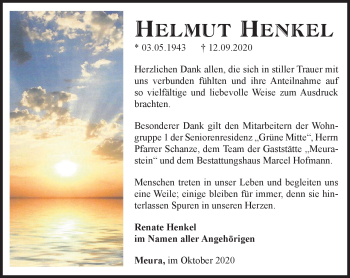 Traueranzeige von Helmut Henkel von Südthüringer Presse