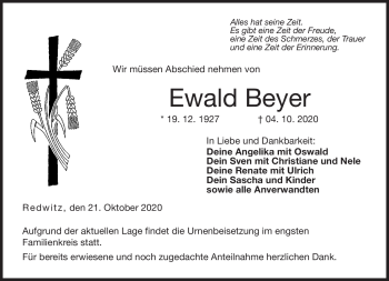 Traueranzeige von Ewald Beyer von Neue Presse Coburg