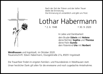 Traueranzeige von Lothar Habermann von Neue Presse Coburg