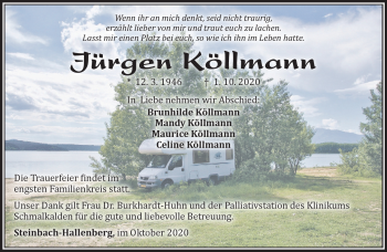 Traueranzeige von Jürgen Köllmann von Südthüringer Presse
