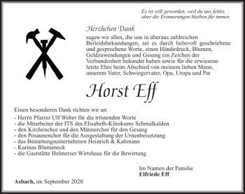 Traueranzeige von Horst Eff von Südthüringer Presse