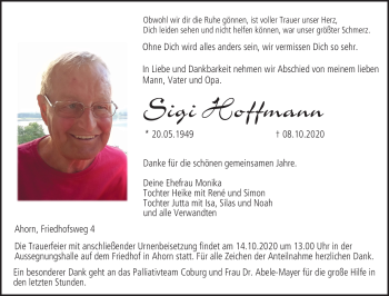 Traueranzeige von Siegfried Hoffmann von Neue Presse Coburg