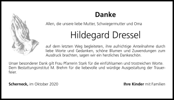 Traueranzeige von Hildegard Dressel von Neue Presse Coburg