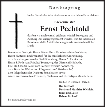 Traueranzeige von Ernst Pechold von Südthüringer Presse