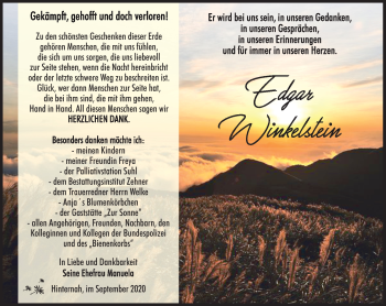 Traueranzeige von Edgar Winkelstein von Südthüringer Presse