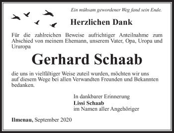 Traueranzeige von Gerhard Schaab von Südthüringer Presse