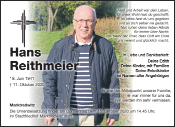 Traueranzeige von Hans Reithmeier von Frankenpost