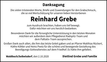 Traueranzeige von Reinhard Grebe von Neue Presse Coburg