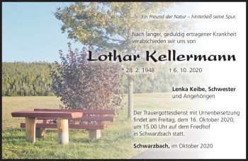 Traueranzeige von Lothar Kellermann von Südthüringer Presse