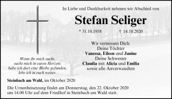 Traueranzeige von Stefan Seliger von Neue Presse Coburg