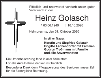 Traueranzeige von Heinz Golasch von Frankenpost