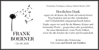 Traueranzeige von Frank Börner von Südthüringer Presse