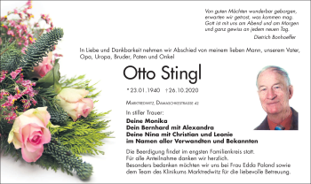 Traueranzeige von Otto Stingl von Frankenpost