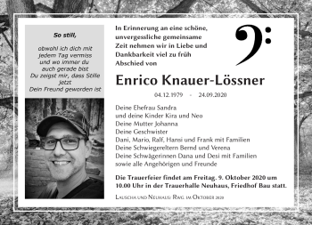 Traueranzeige von Enrico Knauer-Lössner von Südthüringer Presse