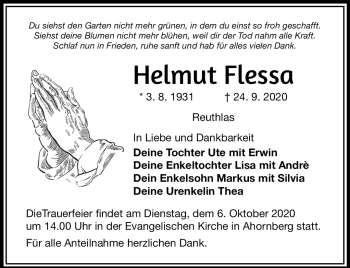 Traueranzeige von Helmut Flessa von Frankenpost