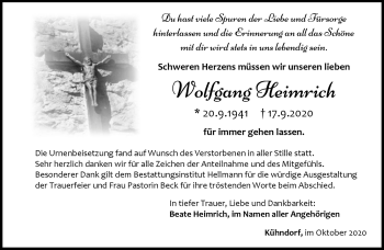 Traueranzeige von Wolfgang Heimrich von Südthüringer Presse