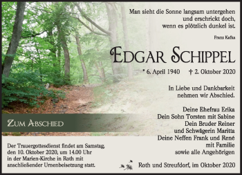 Traueranzeige von Edgar Schippel von Südthüringer Presse