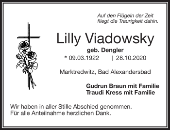 Traueranzeige von Lilly Viadowsky von Frankenpost