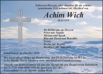 Traueranzeige von Achim Wich von Neue Presse Coburg