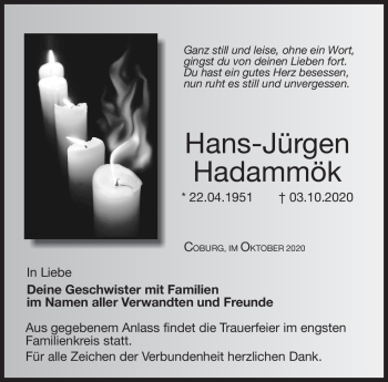 Traueranzeige von Hans-Jürgen Haddammök von Neue Presse Coburg