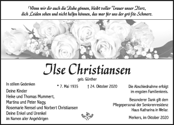 Traueranzeige von Ilse Christansen von Südthüringer Presse