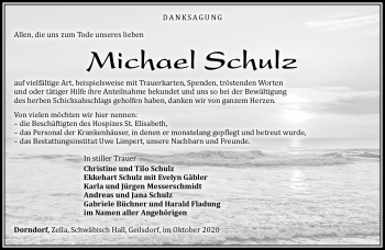 Traueranzeige von Michael Schulz von Südthüringer Presse