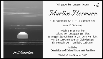 Traueranzeige von Marlies Hermann von Südthüringer Presse