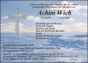 Traueranzeige von Achim Wich von Neue Presse Coburg
