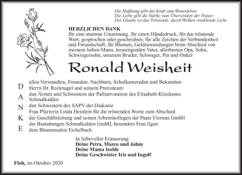 Traueranzeige von Roland Weisheit von Südthüringer Presse