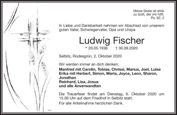 Traueranzeige von Ludwig Fischer von Frankenpost