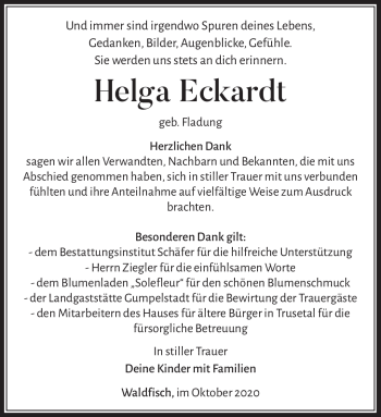 Traueranzeige von Helga Eckardt von Südthüringer Presse