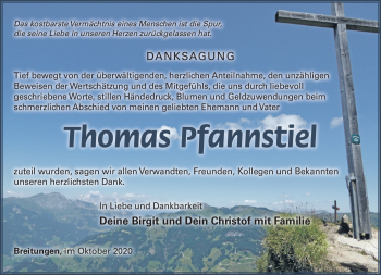 Traueranzeige von Thomas Pfannstiel von Südthüringer Presse