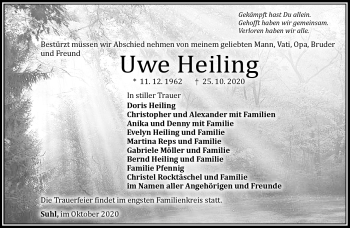 Traueranzeige von Uwe Heiling von Südthüringer Presse