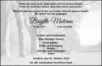 Traueranzeige von Brigitte Materna von Neue Presse Coburg